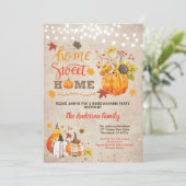 秋引っ越し祝いパーティーパーティー田舎ヴィンテージカボチャ 招待状 (スタンド正面)