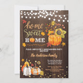 秋引っ越し祝いパーティーパーティー粗材カボチャ金ゴールド 招待状 (正面)