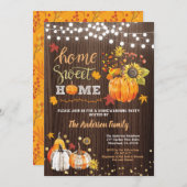 秋引っ越し祝いパーティーパーティー粗材カボチャ金ゴールド 招待状 (正面/裏面)