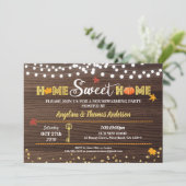 秋引っ越し祝いパーティーパーティー素朴な木の秋のカボチャ 招待状 (スタンド正面)