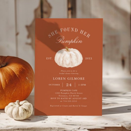 秋彼女は彼女のカボチャブライダルシャワーを見つけた 招待状