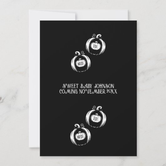 秋性別表示 |小さな男女兼用かぼちゃ 招待状 (裏面)