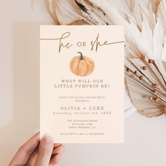 秋性別表示 |小さな男女兼用かぼちゃ 招待状