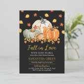 秋恋にベビー赤ちゃんシャワー 箔招待状 (立ち正面)