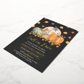 秋恋にベビー赤ちゃんシャワー 箔招待状 (回転した状態)