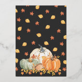 秋恋にベビー赤ちゃんシャワー 箔招待状 (裏面)