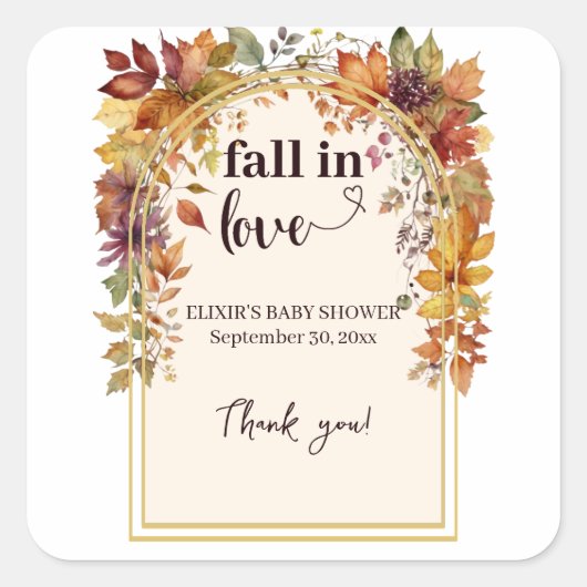 秋恋のベビー紅葉シャワー スクエアシール (正面)