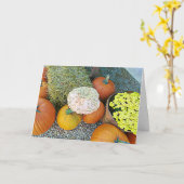 秋恵み秋カボチャ表示カード カード (黄色い花)