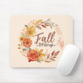 秋恵み-紅葉とフローラリース マウスパッド (マウス)