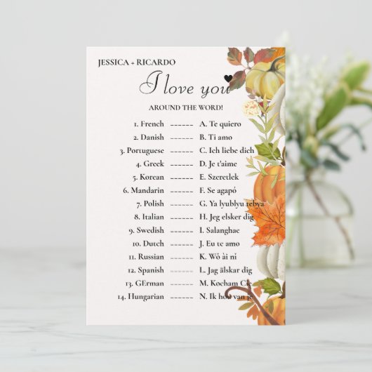 秋愛の世界のブライダルシャワーゲーム カード (スタンド正面)