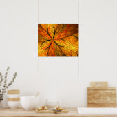 秋感じの抽象芸術モダンフラクタル花 ポスター (キッチン)