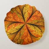 秋感じの抽象芸術モダンフラクタル花 ラウンドクッション (裏面)