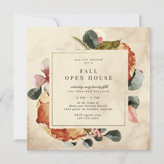 秋感じエレガントフローラスクエアオープンハウス 招待状 (正面)