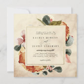 秋感じエレガントフローラ結婚スクエア 招待状 (正面)