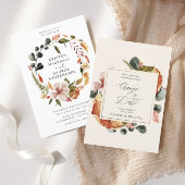 秋感じエレガントフローラ結婚リース 招待状