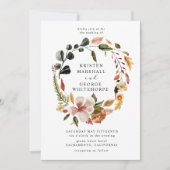 秋感じエレガントフローラ結婚リース 招待状 (正面)