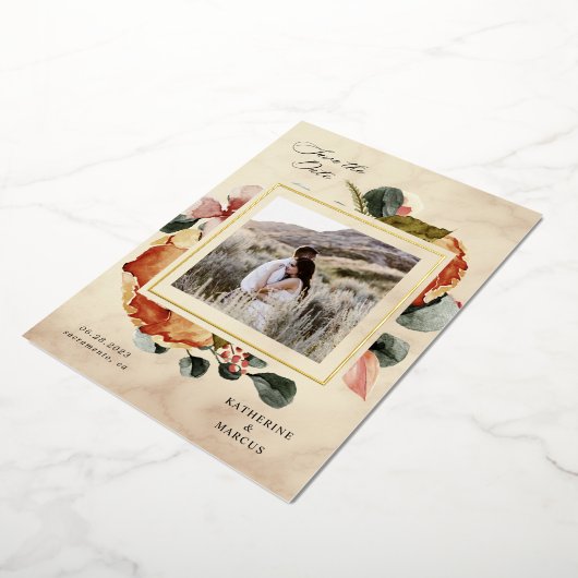 秋感じエレガントフローラ 箔招待状 (回転した状態)