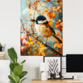 秋感じ素晴らしの茂みの毛虫の生えた魚 ポスター (ホームオフィス)