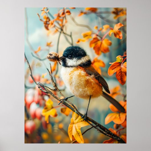 秋感じ素晴らしの茂みの毛虫の生えた魚 ポスター (正面)