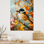 秋感じ素晴らしの茂みの毛虫の生えた魚 ポスター (キッチン)