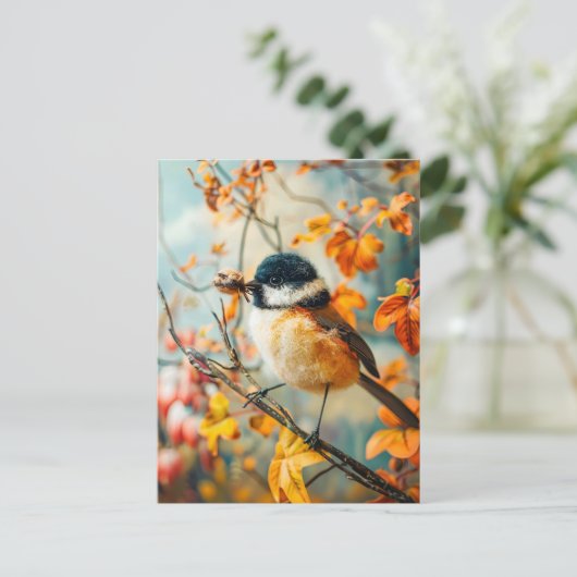 秋感じ素晴らしの茂みの毛虫の生えた魚 ポストカード (スタンド正面)