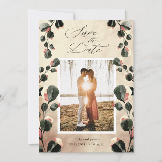 秋感じ10月のトーン写真の保存カード セーブザデート (正面)