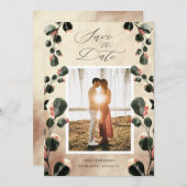 秋感じ10月のトーン写真の保存カード セーブザデート (正面/裏面)