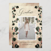 秋感じ10月トーン写真卒業カード セーブザデート (正面/裏面)