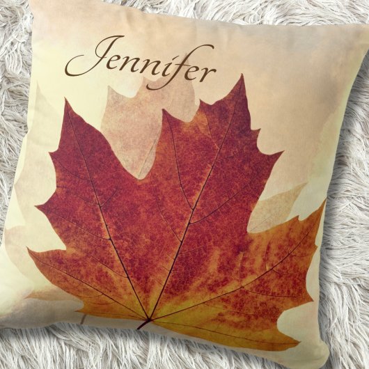 秋感動的引用文パーソナライズされたメープルリーフ クッション