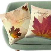 秋感動的引用文パーソナライズされたメープルリーフ クッション