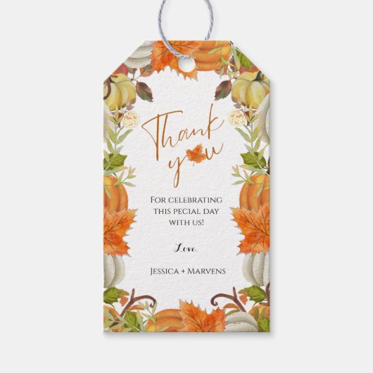 秋感謝していパンプキ結婚ン ギフトタグ (正面)