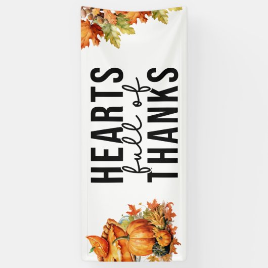 秋感謝していパーティーに満詰したハート 横断幕 (縦)