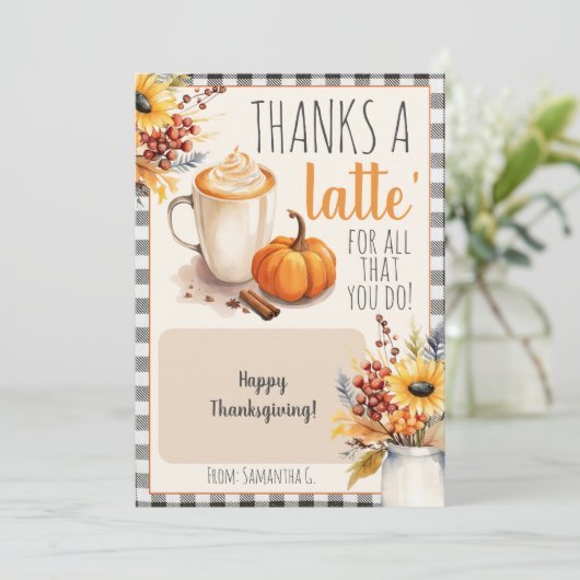 秋感謝していラテギフトカードホルダー 案内状 (スタンド正面)