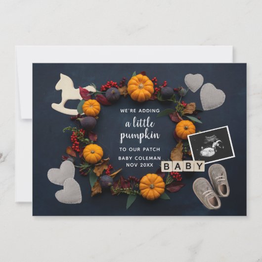 秋感謝型かぼちゃの妊娠リビアーベビー 案内状 (正面)