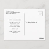 秋感謝祭の休日の引越し発表 ポストカード (裏面)