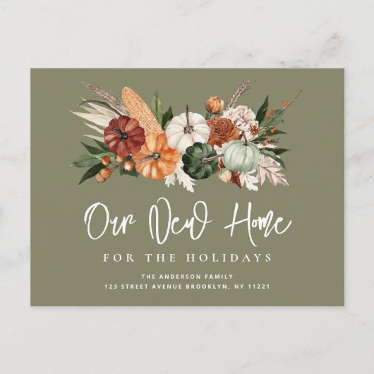 秋感謝祭の休日の引越し発表 ポストカード (正面)