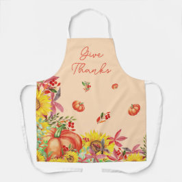 秋感謝祭ウォーターカラーパンプキン エプロン