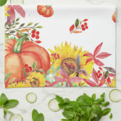 秋感謝祭ウォーターカラーパンプキン キッチンタオル (折り畳み)