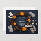 秋感謝祭カボチャ妊娠リビールベビーAn シーズンポストカード (正面/裏面)