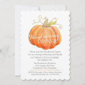 秋感謝祭ディナー招待状水の色かぼちゃ 招待状 (正面)