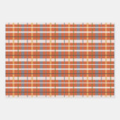 秋感謝祭フローラオレンジプレイドハート ラッピングペーパーシート (正面2)