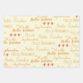 秋感謝祭フローラオレンジプレイドハート ラッピングペーパーシート (正面)