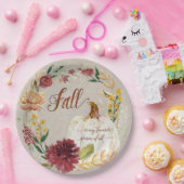 秋感謝祭ホワイトパンプキンフローラリース ペーパープレート (パーティー)