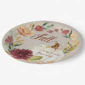 秋感謝祭ホワイトパンプキンフローラリース ペーパープレート (アングル)