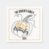 秋感謝祭ミニマリストパンプキンエレガント スタンダードカクテルナプキン (正面)