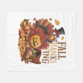 秋感謝 フリースブランケット (正面(横))