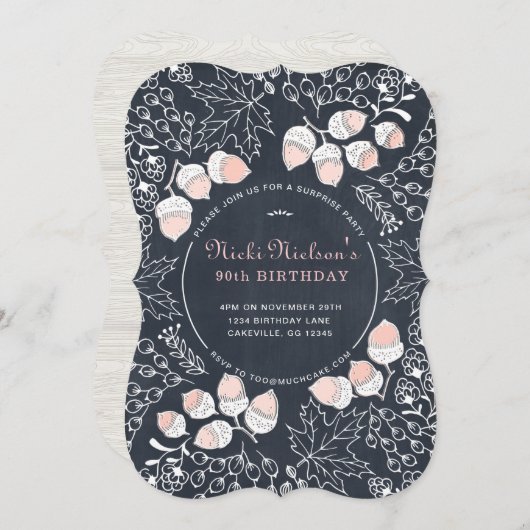 秋成人誕生日パーティーの招待マイルストーン 招待状 (正面/裏面)