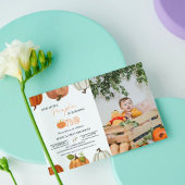 秋我々の小さなかぼちゃは1つの最初の誕生日を回す 招待状