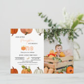 秋我々の小さなかぼちゃは1つの最初の誕生日を回す 招待状 (スタンド正面)