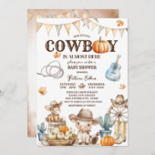 秋我々の小さなカウボーイワイルドウエストベイビーシャワー 招待状 (正面/裏面)